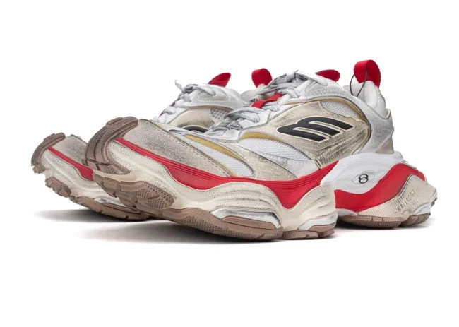 Balenciaga Cargo Sneaker in White/Red