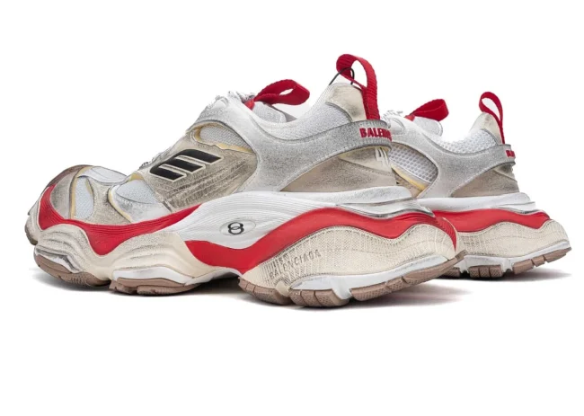 Balenciaga Cargo Sneaker in White/Red