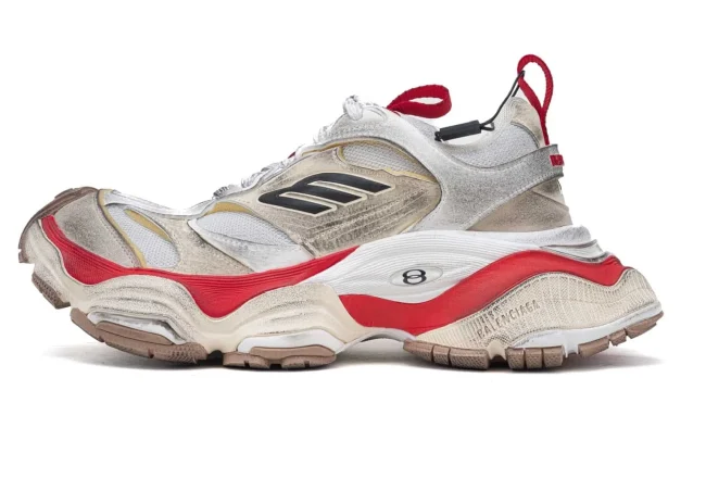 Balenciaga Cargo Sneaker in White/Red