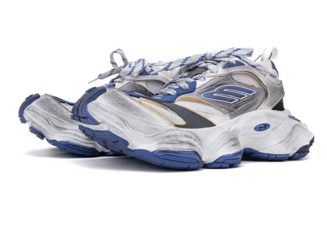 Balenciaga Cargo Sneaker in White/Blue