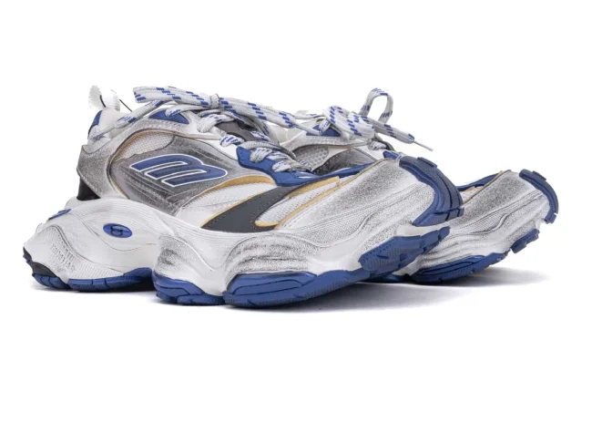 Balenciaga Cargo Sneaker in White/Blue