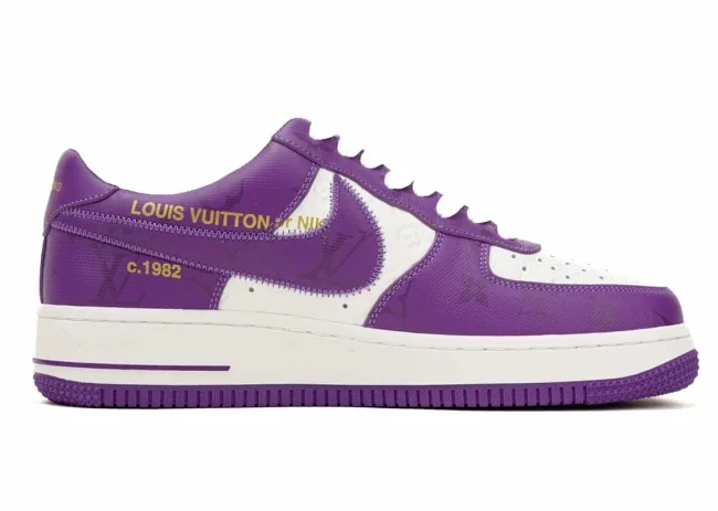 LV Nike Air Force 1 Low By Virgil Abloh White Purple