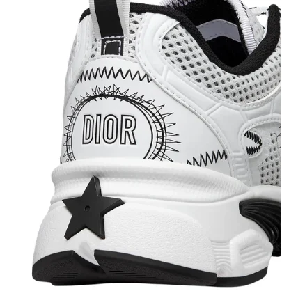 Dior Chrono Sneaker Mesh with White and Black Leather-Effect Panels