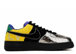 LV Nike Air Force 1 Low By Virgil Abloh Black Metallic Silver