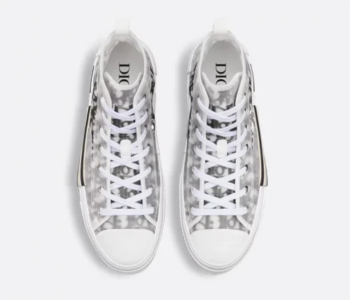 B23 League High-Top Sneaker White and Black Dior Oblique Canvas