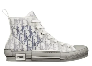 B23 League High-Top Sneaker White and Navy Blue Dior Oblique Canvas