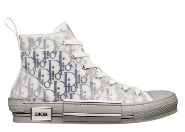 B23 League High-Top Sneaker White and Navy Blue Dior Oblique Canvas