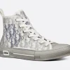 B23 League High-Top Sneaker White and Navy Blue Dior Oblique Canvas