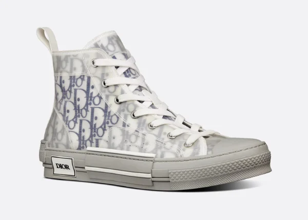 B23 League High-Top Sneaker White and Navy Blue Dior Oblique Canvas