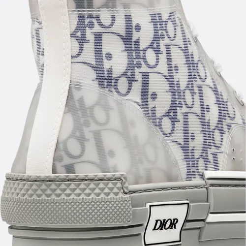 B23 League High-Top Sneaker White and Navy Blue Dior Oblique Canvas