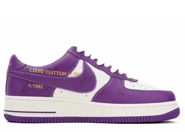 LV Nike Air Force 1 Low By Virgil Abloh White Purple