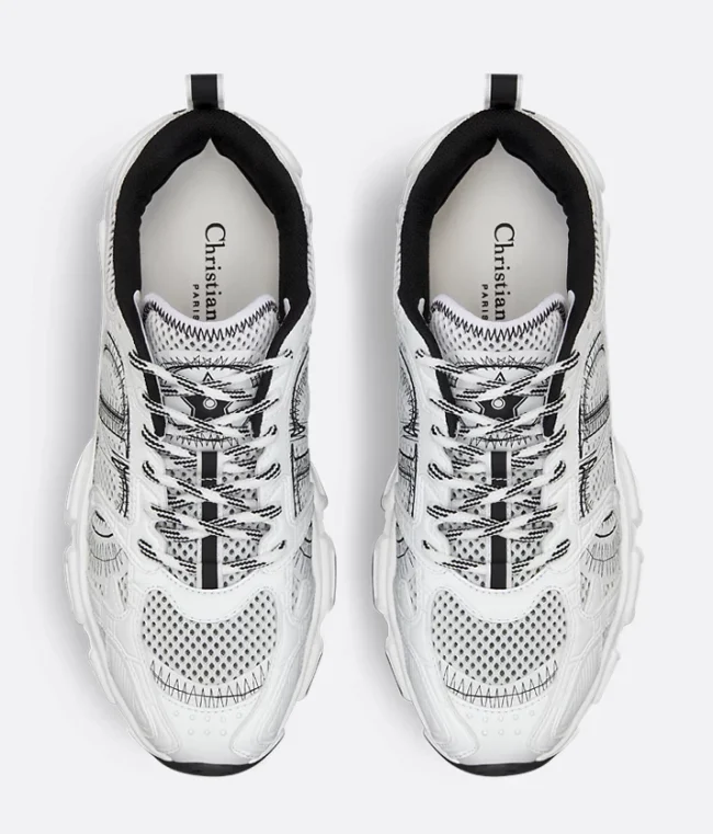 Dior Chrono Sneaker Mesh with White and Black Leather-Effect Panels